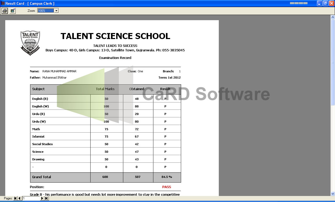 Academy School Management Software, Gujranwala